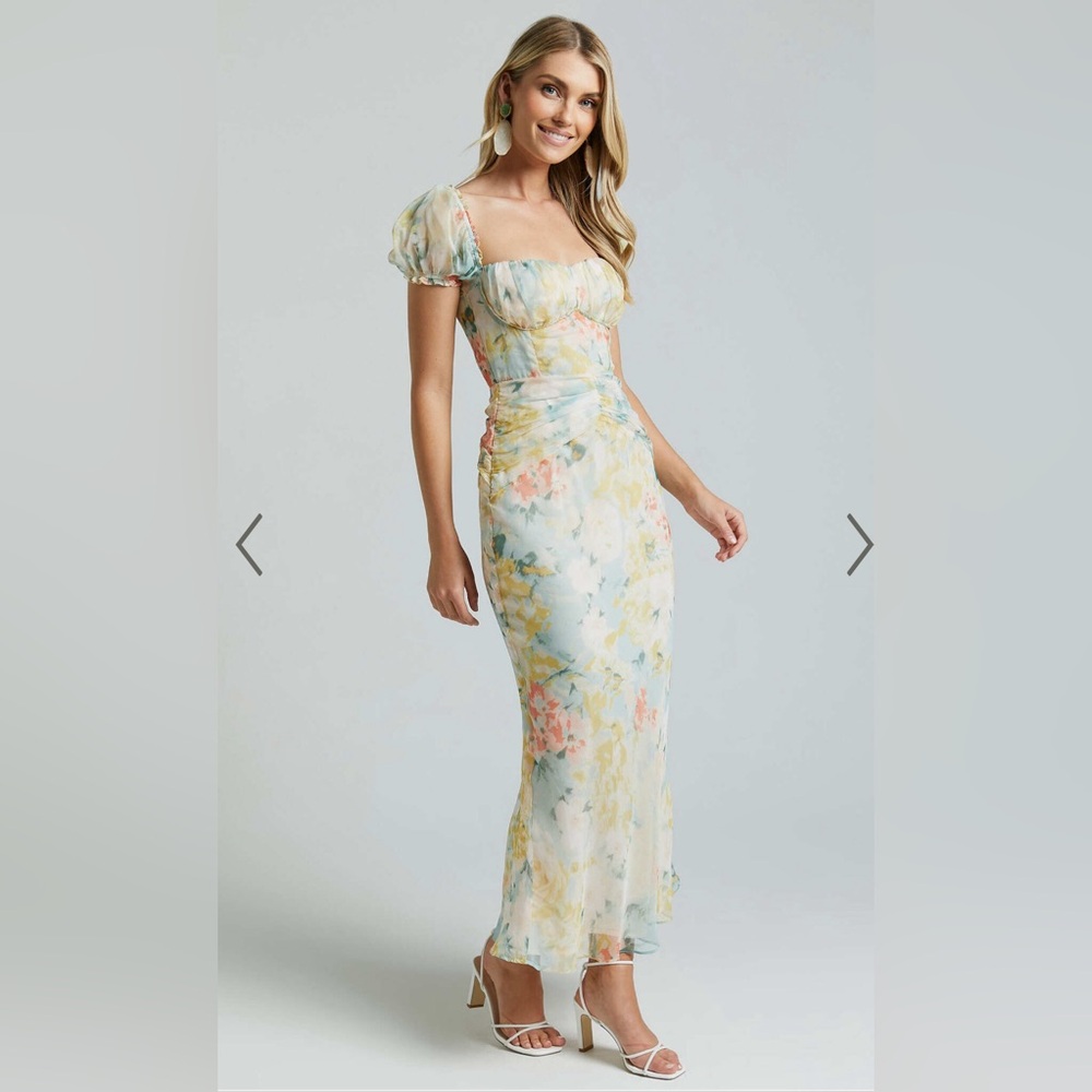 NWT DEBINA MAXI DRESS - SWEETHEART NECKLINE SHORT SLEEVE DRESS